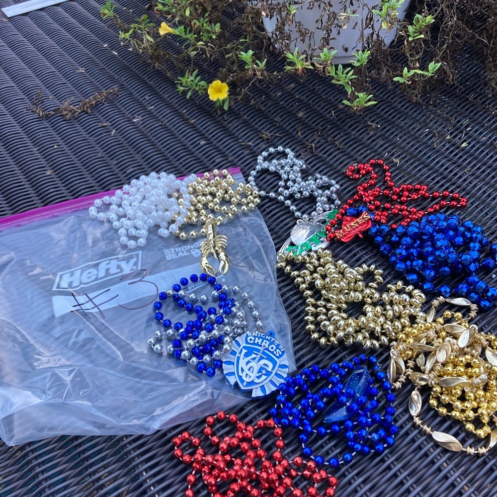 Assorted Mardi Gras beads